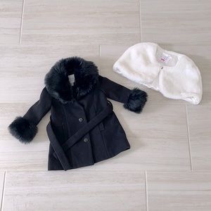 Most Precious Janie & Jack Black Fur Coat and children’s place white fur shawl